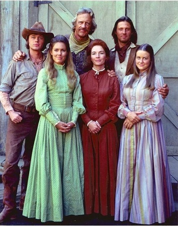 Kathryn posing with her five main actors from the movie HOw the West Was Won